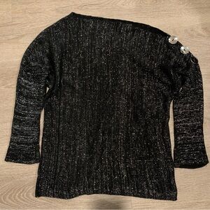 CCK Style Black Metallic One Shoulder Sweater Size M